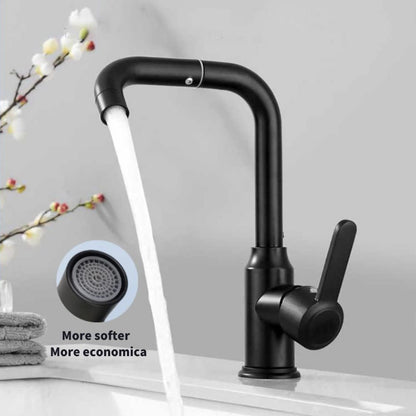 720° Moveable Faucet in All Black for Bathroom and Wash Basin | Stainless Steel | Hot and Cold Mixer