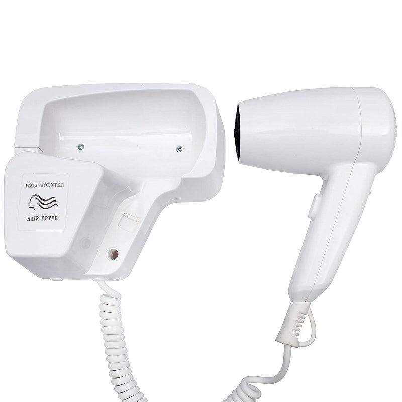 Premium Hair Dryer in White with Holder | Light Weight | Extendable Cord | Wall Mounted