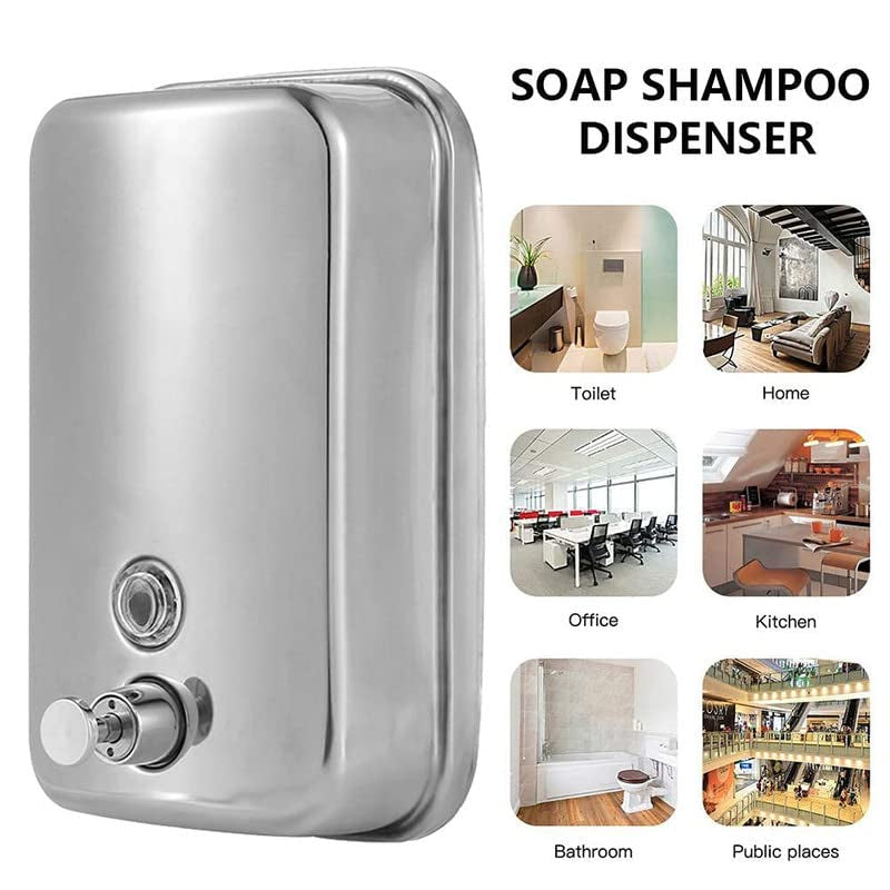 Stainless Steel Liquid Soap Dispenser for Bathrooms, Wash Areas, Kitchens, Offices | Wall Mounted | Smooth Pump