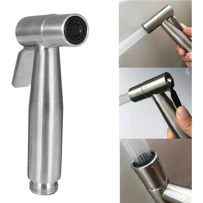 Stainless Steel Muslim Shower Head in Silver Nickel Matt 5"inches for Bathroom and Toilets  | High Water Pressure | Easy Installation