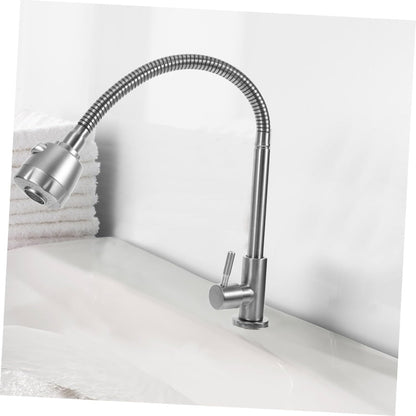 Flexible Neck Faucet with Dual Water Flow in Stainless Steel | Single Line | Easy to Install