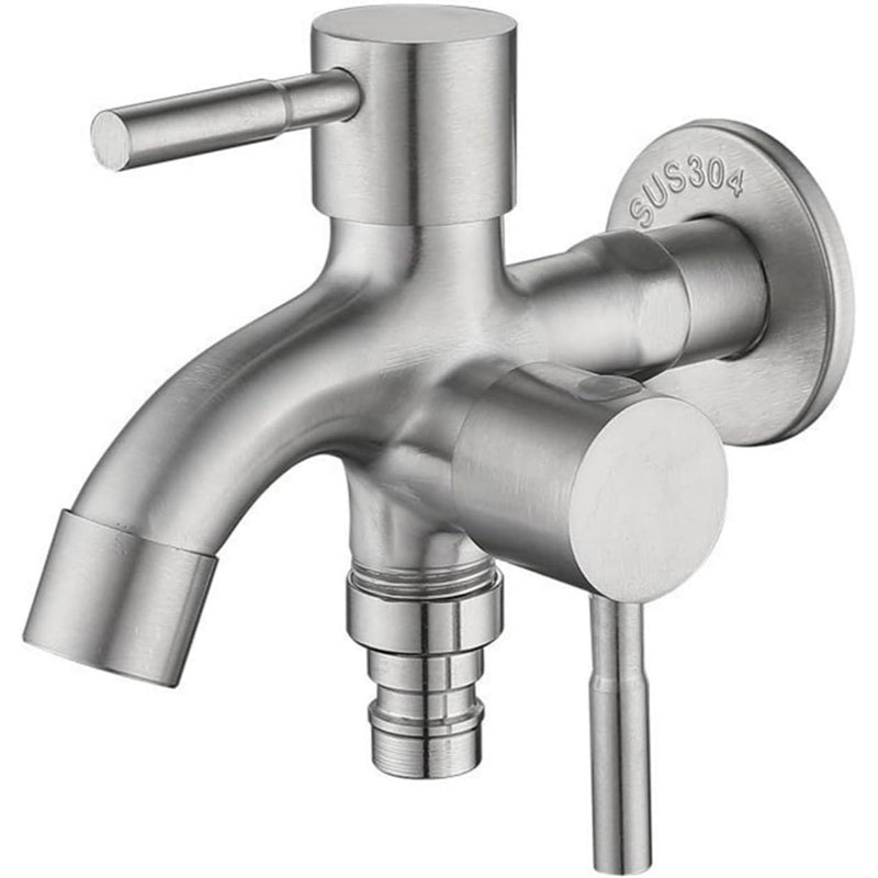 Two Way Double Bib Tap in Stainless Steel for Bathrooms, Kitchens, Wash Areas or Washing Machine