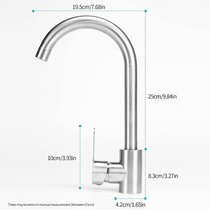 Premium 360° Kitchen Faucet in Stainless Steel | Hot and Cold Mixture | Brushed Nickel | Single Lever