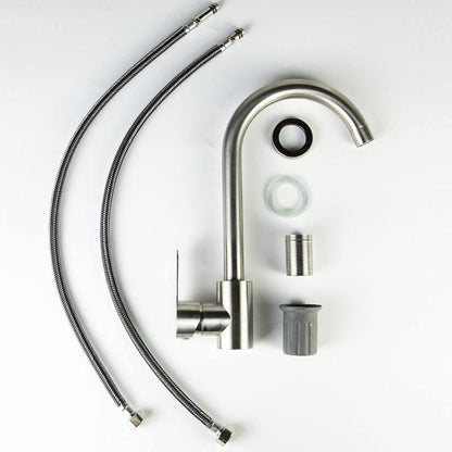 Premium 360° Kitchen Faucet in Stainless Steel | Hot and Cold Mixture | Brushed Nickel | Single Lever