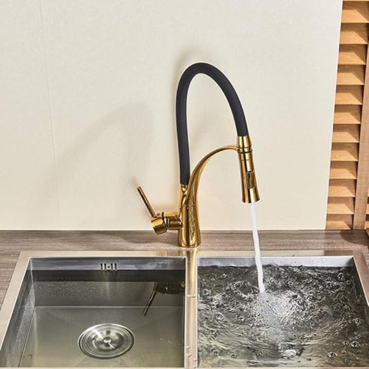 Premium and classical Stainless Steel Kitchen Faucet in Black Gold | Hot and Cold Mixer | 360° Moveable| Single Handle