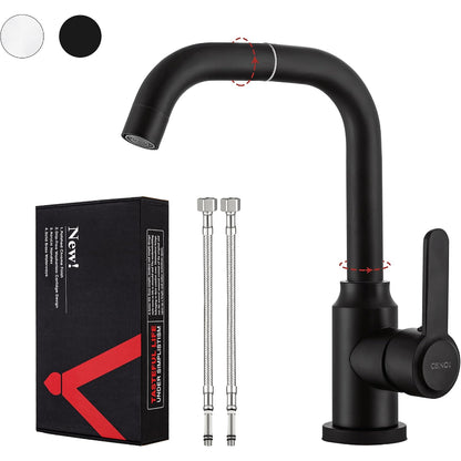 720° Moveable Faucet in All Black for Bathroom and Wash Basin | Stainless Steel | Hot and Cold Mixer