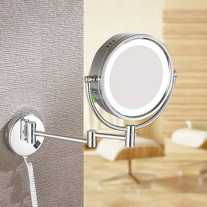 LED Makeup Mirror 360° Moveable for Dressers, Bathrooms | 8" inches Magnifying Mirror Both Sides | Wall-Mounted