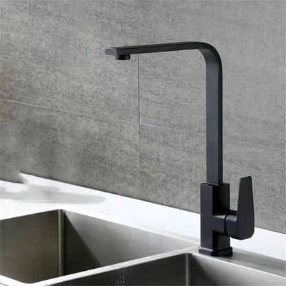 360° L-Shape Stainless Steel Kitchen Faucet in Matt Black | Hot and Cold Mixer | Single Handle