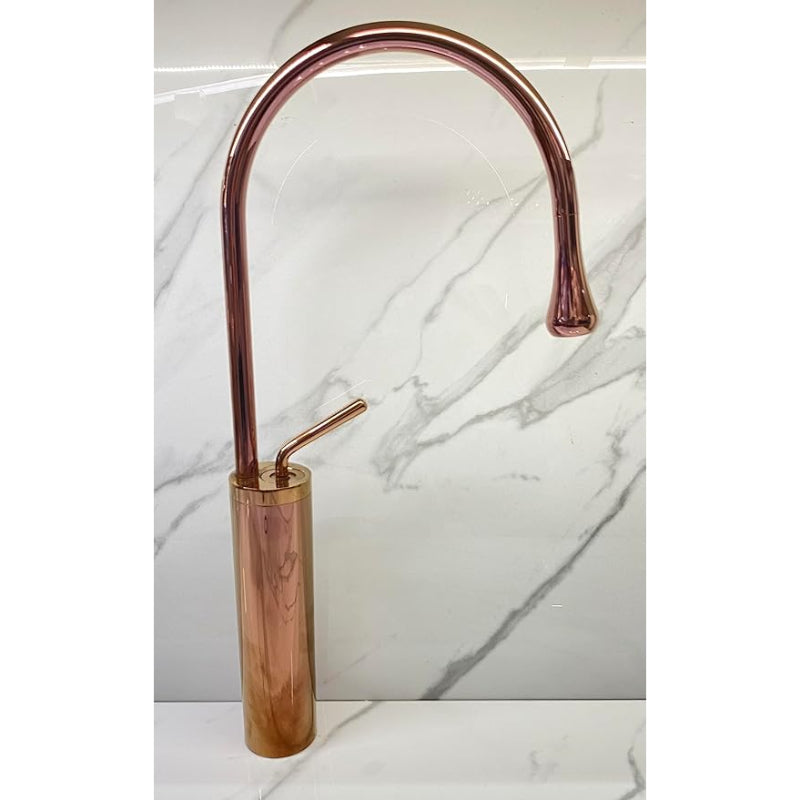 Premium Slim Neck Basin Faucet 17" inches in Copper | Stainless Steel | Hot and Cold Mixer
