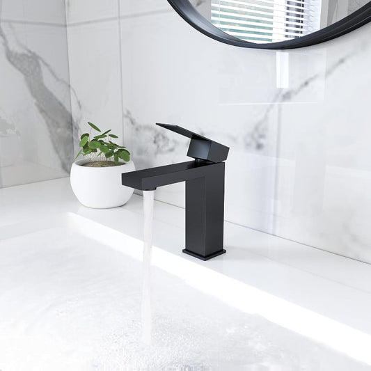 Bathroom Basin 6" inch Faucet in Matt Black | Stainless Steel | Hot and Cold Mixer | Single Handle