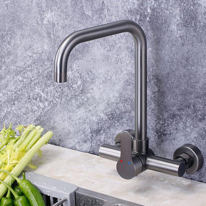 Premium 360° Kitchen Sink Faucet in Stainless Steel | Brushed Nickle | Hot and Cold Mixer | Wall Mounted