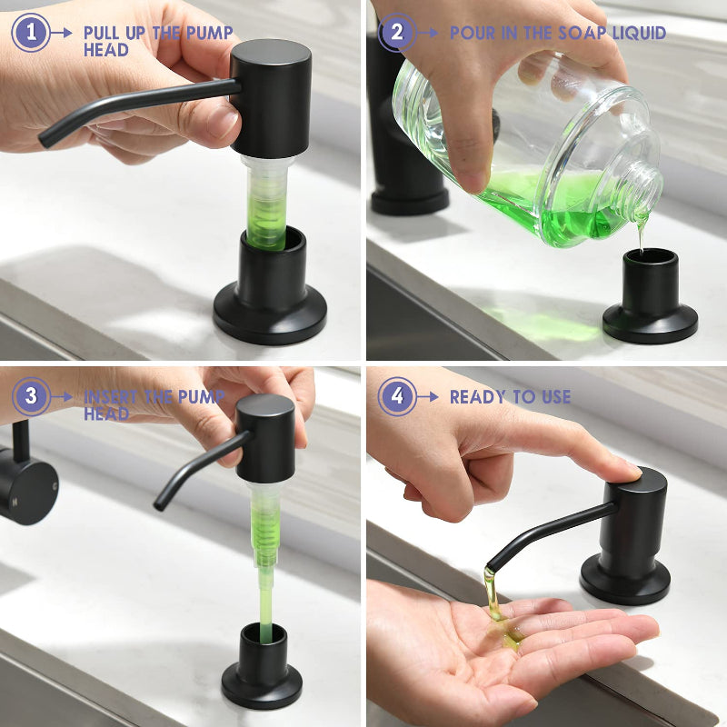 In-Sink Soap Dispenser for Kitchen Sinks with Bottle in Plastic 300ml