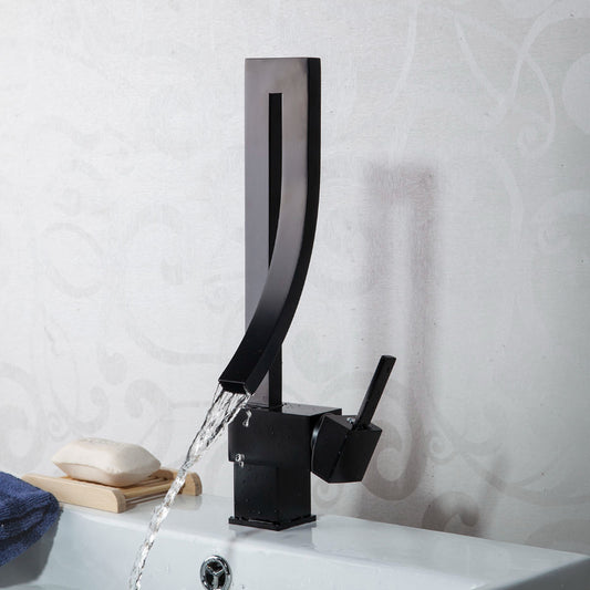 Modern bathroom faucet in shiny finish