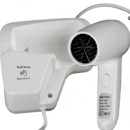 Premium Hair Dryer in White with Holder | Light Weight | Extendable Cord | Wall Mounted