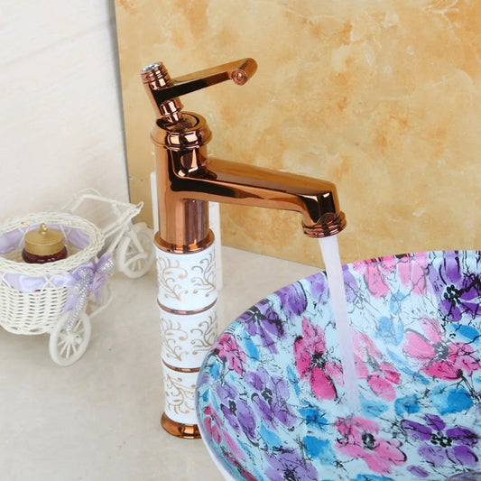 Bathroom Wash Basin Faucet in Rose Gold | Hot and Cold Mixer