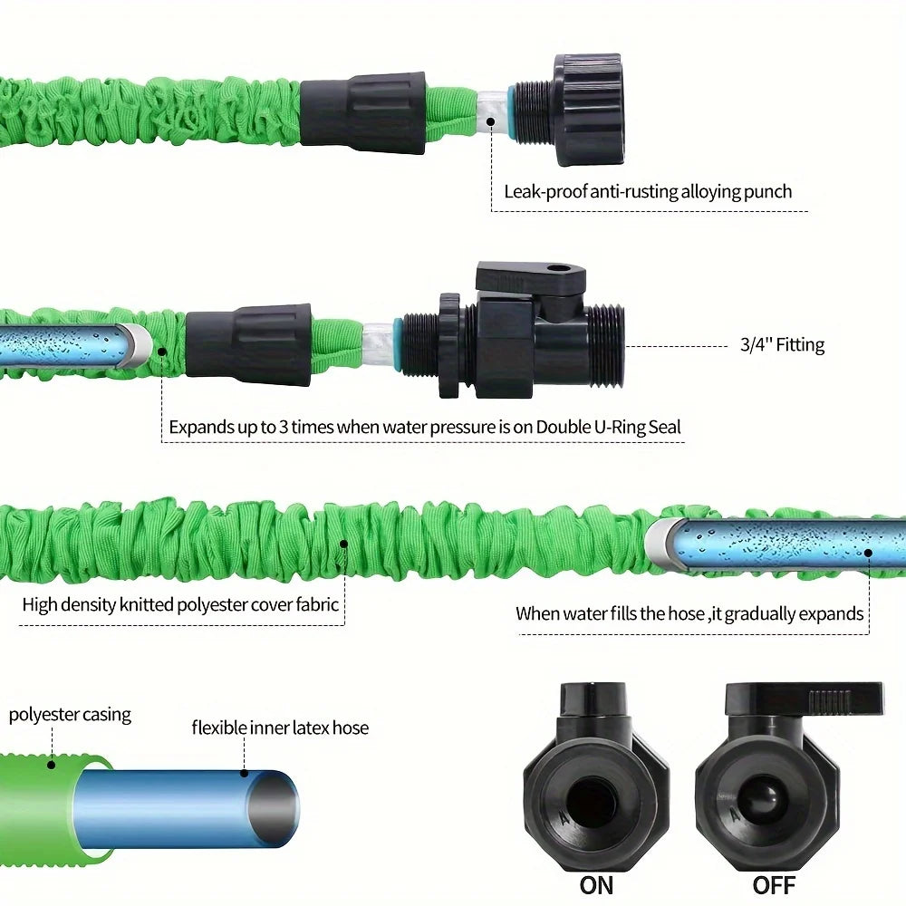 Magic Hose Strechable 100ft Water Pipe with Multi-Function Sprayer for Gardens, Pet Cleaning, Car Wash