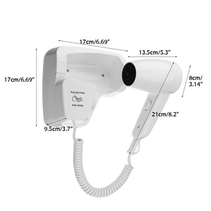 Premium Hair Dryer in White with Holder | Light Weight | Extendable Cord | Wall Mounted