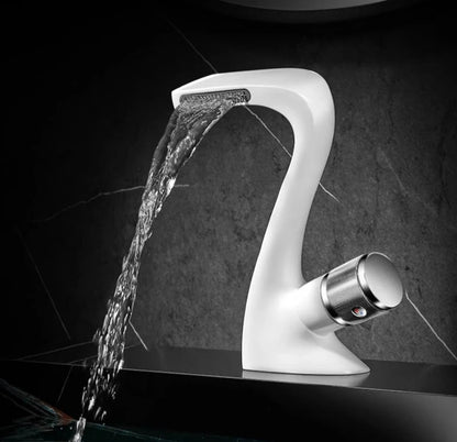 Single Tap Waterfall Faucet for Wash Basin | Hot and Cold Mixer | Chrome White