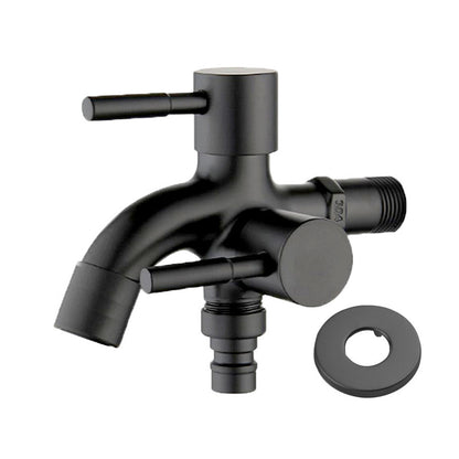 Two Way Double Bib Tap in Stainless Steel for Bathrooms, Kitchens in All Black, Wash Areas or Washing Machine