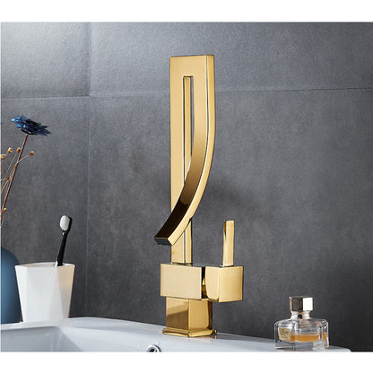 Waterfall 360° Moveable Faucet in All Gold for Bathroom and Wash Basin | Stainless Steel | Hot and Cold Mixer