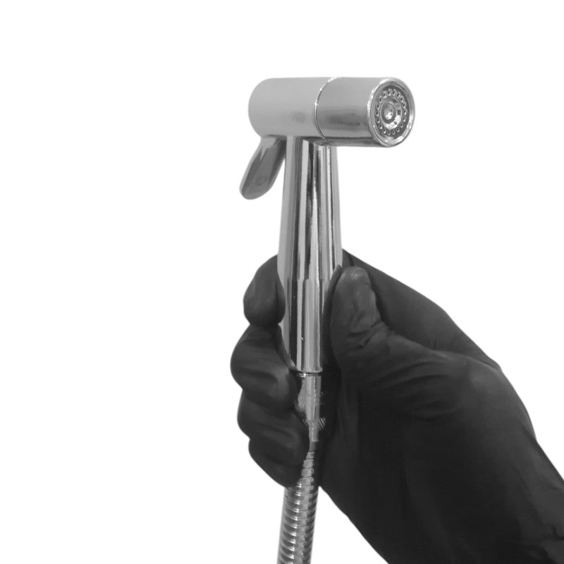 Elegant Muslim Shower Set 5"inches Head + 1.2 Meter Pipe in Shiny Chrome | High Water Pressure | Easy Installation | Bathroom and Toilets | ABS Plastic Head + Stainless Steel Pipe