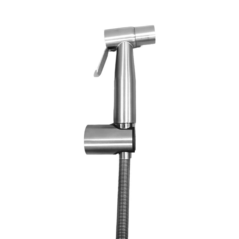 Stainless Steel Muslim Shower Set with Spring Pipe in Silver Matt for Bathroom and Toilets | High Water Pressure | Easy Installation | 5"inches Head and 1 Meter Pipe