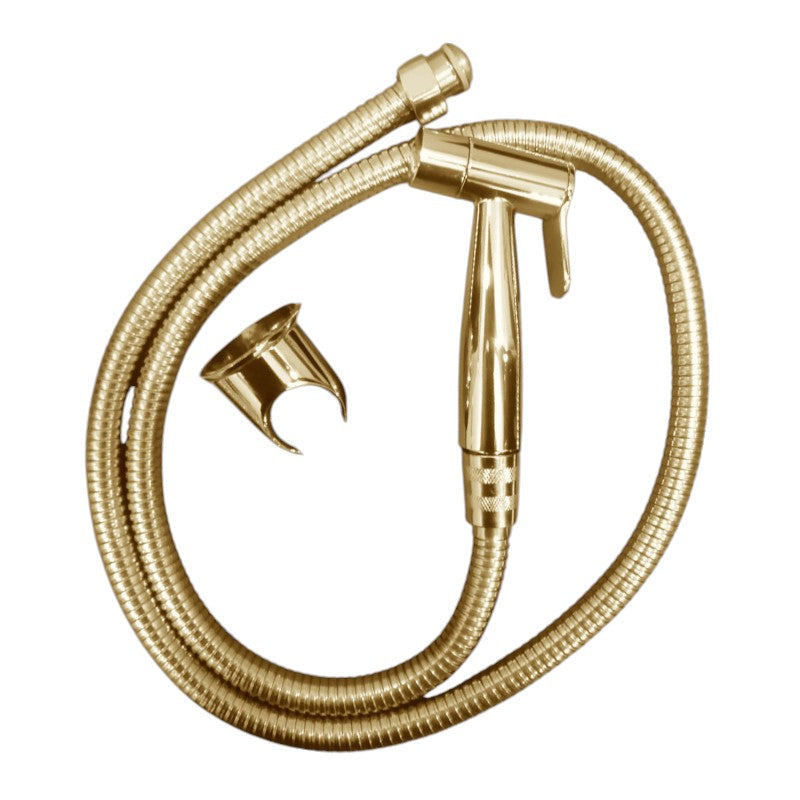 Heavy Duty Stainless Steel Muslim Shower Set 5"inches Head + 1 Meter Pipe in Golden | High Water Pressure | Easy Installation | Bathroom and Toilets