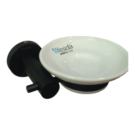 Wesda Soap Holder Stainless Steel with Ceramic Plate in Matt Black
