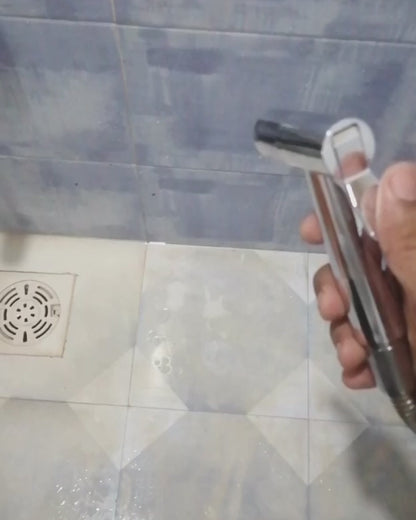 Elegant Muslim Shower Set 5"inches Head + 1.2 Meter Pipe in Shiny Chrome | High Water Pressure | Easy Installation | Bathroom and Toilets | ABS Plastic Head + Stainless Steel Pipe