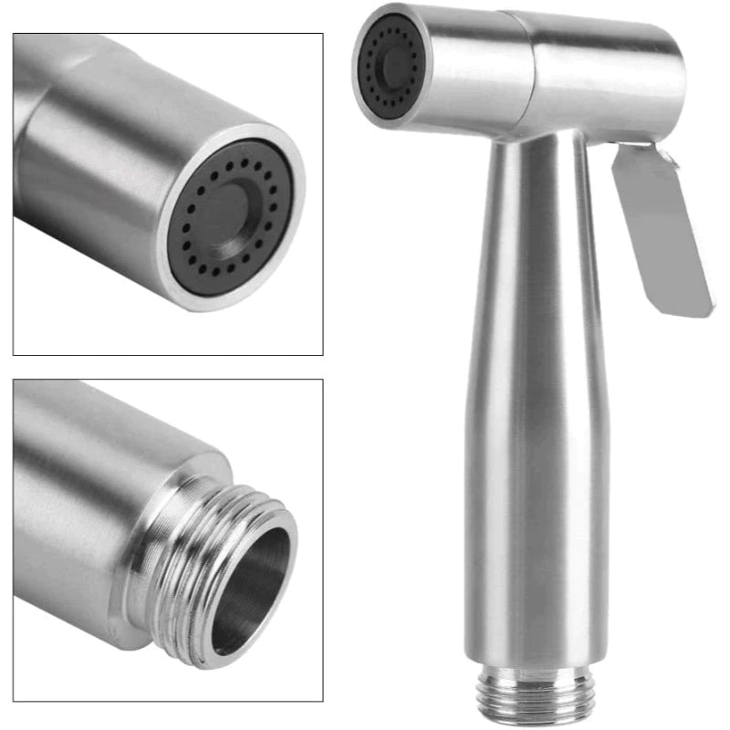 Stainless Steel Muslim Shower Set in Silver Matt for Bathroom and Toilets | High Water Pressure | Easy Installation | 5"inches Head and 1 Meter Pipe