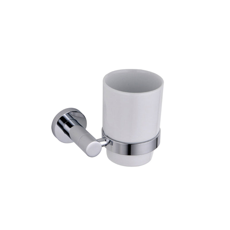 Wesda Ceramic Cup Brush Holder with Stainless Steel Holder for Bathrooms